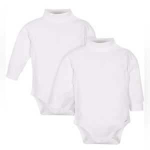 Spasilk Baby Boys' 2 Pack Turtleneck Long Sleeve Bodysuit